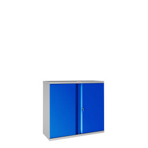 PHOENIX SCL0891GBK Stahl Vorhangschloss Flügeltürenschrank 2 Fachböden grau/blau