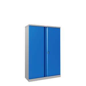 PHOENIX SCL1491GBK Stahl Vorhangschloss Flügeltürenschrank 3 Fachböden grau/blau