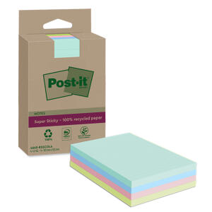 POST-IT 4645-RSSCOL4 102x152mm lin SS Haftnotizblock Recycled 4x45BL farbig