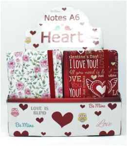 Rheita Kladde "Heart/Flower", A6, DOTS , 100 Blatt, 70 g/m², 4 verschiedene Motive, 16 Stück im Display