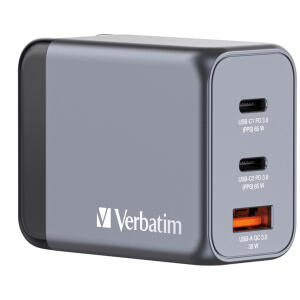 VERBATIM 32201 GNC-65 GaN 65Watt Ladegerät Steckdose 1x USB-A/2x USB-C