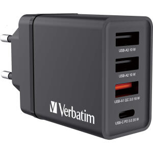 VERBATIM 49700 CHR-30EU1 GaN 30Watt Ladegerät Steckdose 3x USB-A/1x USB-C