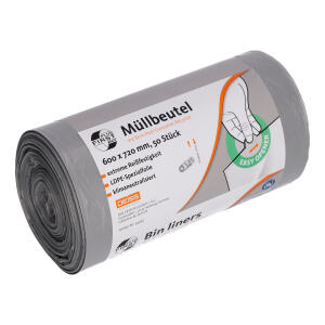 DEISS 34042 50ST aus LDPE 80%PCR Müllbeutel PCR First Plus 60l grau