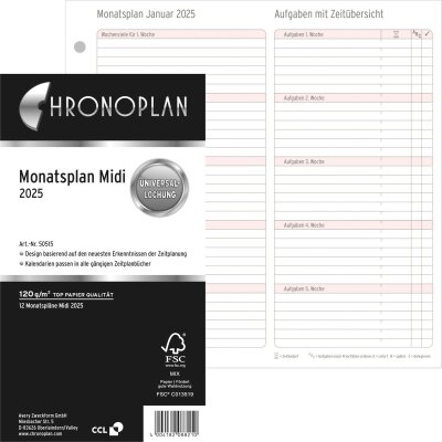 CHRONOPLAN 50515 Monatsplan Midi 2025