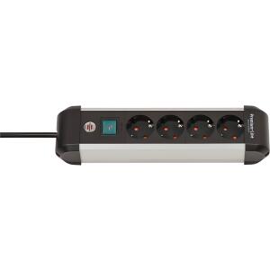 BRENNENSTUHL Premium Alu Steckdosenleiste+Schalter 4-fach 18m