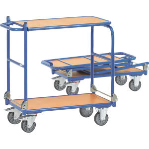 FETRA 1140 Stahlrohr Tischwagen mit 2 Klappen blau