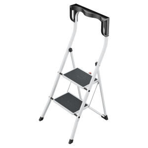 HAILO 4342-300 2 Stufen Trittleiter Stahl K75 ComfortLine weiß