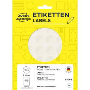 AVERY ZWECKFORM 51068 15 Blatt Verschlussetikette ?18mm transparent