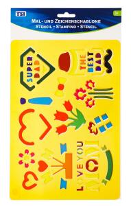 TSI Zeichenschablone 26x18cm, 12 Motive sortiert