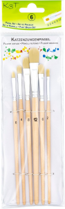 TSI Katzenzungenpinsel 6er Set, Gr. 0,2,4,6,8,12