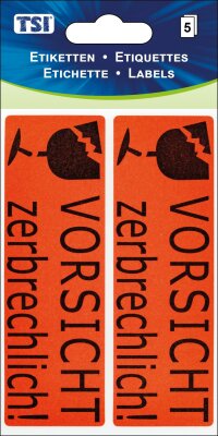 TSI Etiketten VORSICHT zerbrechlich!