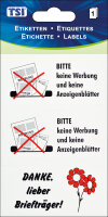 TSI Etiketten BITTE KEINE WERB..KEINE ANZEIGENBLÄTTER