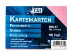 TSI Karteikarten A7 kariert 100er Pg. farbig sortiert