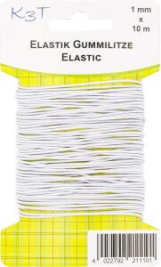 TSI Elastik-Gummilitze, rund, weiß, 1mm x 10m