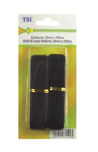 TSI Klettband, 20mm x 1m, schwarz
