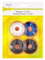 TSI Sternzwirn Polyester, 4x20m bl., we., schw., grau