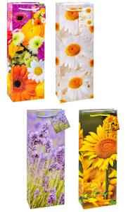 TSI Geschenktüte Flasche 36x12x8 cm BLUMEN-MIX