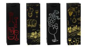 TSI Geschenktüte Flasche 38x12x8 cm WEIN Premium