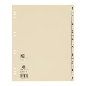 Oxford Trennblatt A4, aus 230 g/m² Kraftkarton (RC), Ziffen 0-9 und Tabfelder 10/20, Lochung: 6 und 8 cm, chamois