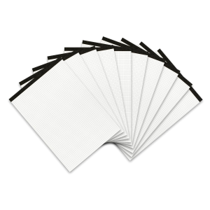 LANDRÉ Notizblock ohne Deckblatt, A4, schwarz gefälzelt, 50 Blatt, 70 g/m², Lineatur 22 (kariert)