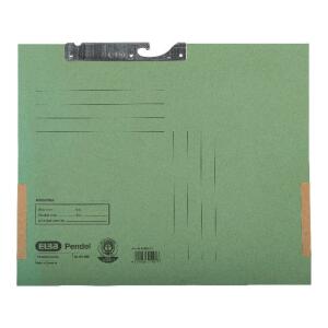 ELBA Pendeltasche A4, aus 320 g/m² Manilakarton (RC), für ca. 330 DIN A4-Blätter, seitlich geschlossen mit Dehnfröschen, mit Schlitzstanzung, Beschriftungslinien und Metallhängebeschlägen, grün