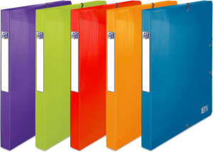 Oxford Sammelbox "School Life" PP, 25 mm Rückenbreite, mit aufgeklebtem Rückenschild sowie genieteten und abgerundeten Einschlagklappen, sortierte Packung