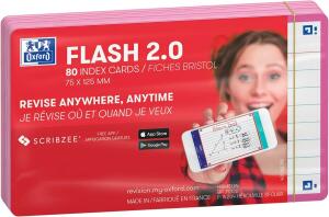 Oxford Flash 2.0, 75x125, 80 Blatt, liniert, fuchsia