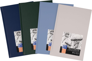 Oxford Sketchbook A5 Hardcover mit Fadenheftung gebunden, 96 Blatt 100g/m², farblich sortiert