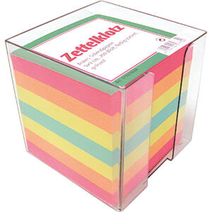 LANDRÉ Zettelbox klar, 9x9 cm, für ca. 800 Blatt, Inhalt bunt