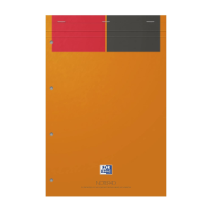 OXFORD International Notepad A4+ (210 x 315 mm), liniert 6 mm, 80 Blatt, 80 g/m², 4fach gelocht, mit laminiertem starkem Deckel, 5er-Packung