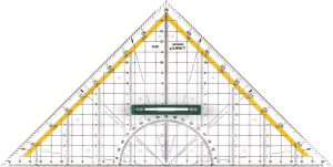 LINEX 2632 Geometrie-Dreieck, Hypotenusenlänge 320 mm, Winkelmesser, abnehmbarer Griff, Facette, Tuschenoppen, metrische Skala