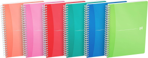 Oxford Office My Colours A5 Polypropylen doppelspiralgebundenes Spiralbuch, liniert 7 mm, 90 Blatt, SCRIBZEE® kompatibel, sortierte Farben