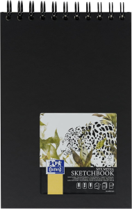 Oxford Sketchbook A5 mit Spiralbindung, 40 Blatt, 225g/m², Hardcover, schwarz