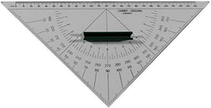 LINEX 2800MH Navigation Kursdreieck, Nautischer Winkelmesser,  Hypotenusenlänge 280 mm, Griffleiste, Gradzahlenskala (0° bis 359°), Strich-Skala (11,25°-Teilung), Längenmaßskala 0 bis 280 mm, Senkrechte Kante