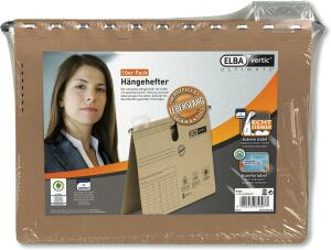 ELBA Hängehefter"vertic ULTIMATE", mit Komfort-Sichtreiter und kaufm. Heftung, für ca. 200 DIN A4-Blätter, naturbraun, 10er-Pack