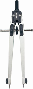 LINEX Schnellverstell-Zirkel, Schenkelmaß 170 mm, silber, Ersatzminen, feste Box