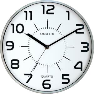Unilux POP Wanduhr metallgrau, Durchmesser: 30 cm, Quarzuhrwerk, leise schleichende Zeiger, Batterie inklusive