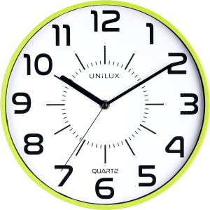 Unilux POP Wanduhr grün, Durchmesser: 30 cm, Quarzuhrwerk, leise schleichende Zeiger, Batterie inklusive