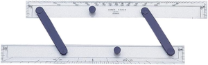LINEX A1612M Parallellineal 300 mm,  Winkelmesser, Facetten an 4 Seiten, Korkscheiben auf der Unterseite, Lineal aus Acryl, Gelenke aus Aluminium, Nieten aus Kunststoff