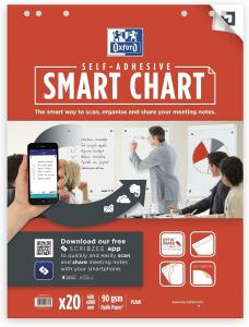 Oxford Smart Chart selbstklebender Flipchartblock, 60x80cm, blanko, Optik Paper, SCRIBZEE-kompatibel, 20 Blatt