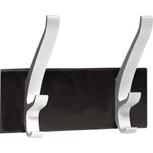 Unilux Wandgarderobe CYPRES schwarz-alugrau, 2 dreifach Kleiderhaken, Befestigungsmaterial inklusive, H 15 x L 20 x B 9 cm