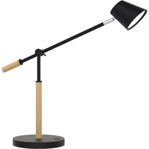 Unilux VICKY LED-Schreibtischleuchte schwarz-buche, dimmbar, USB Ladefunktion