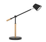Unilux VICKY LED-Schreibtischleuchte schwarz-buche, dimmbar, USB Ladefunktion