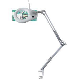 Unilux ZOOM LED-Lupenleuchte weiß, Vergrößerung: 3 Dioptrien, Klemmbefestigung, Gelenkarm