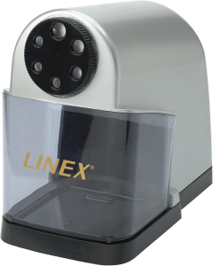 LINEX EPS6000 Elektrische Spitzmaschine mit Anspitzautomatik, 6 Öffnungen für Bleistifte mit 6,5-11 mm Durchmesser, großer Spanbehälter, mit EU-Stecker