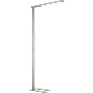 Unilux STRATUS Stehleuchte metallgrau, direkte und indirekte Beleuchtung, Lichtstärke dimmbar, flacher U-förmiger Standfuß, 195 cm hoch
