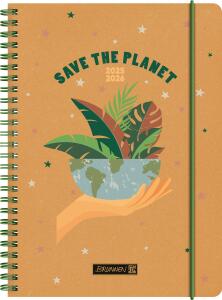 2025/2026 Brunnen Schülerkalender „Save The Planet“ A5 Leder