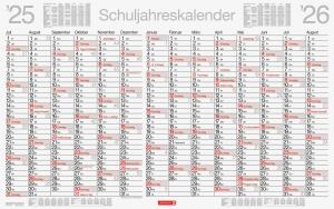 2025/2026 Brunnen Schuljahreskalender abwischbar 750×470 mm