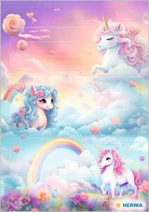 Herma Schuletiketten 76 x 35 mm Happy Unicorns 3 Bl 9 Etik.
