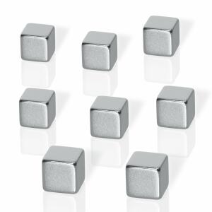 SIGEL B3101 Neodym-Magnete Be!Board - Würfel - vernickelt - Haftkraft auf Glas-Magnetboards: 6 Blatt (A4, 80g/m²) - silber - 8 Stück